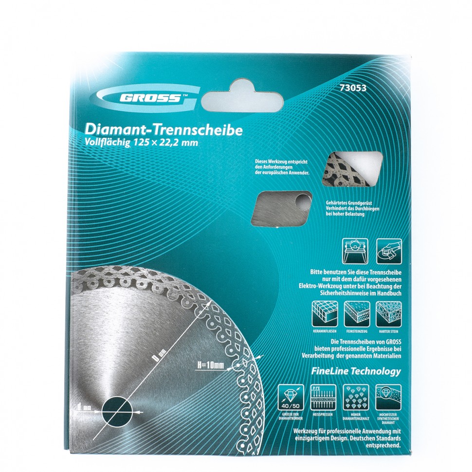 Диск алмазный, 125 х 22.2 мм, тонкий, сплошной (Jaguar), мокрая резка Gross (73053)