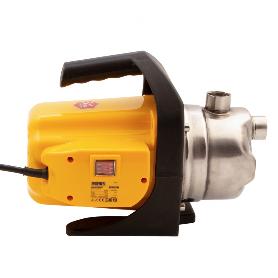 Садовый поверхностный насос GP 1000Х, 1000 Вт, 3500 л/ч, подъем 44 м, нержавейка Denzel (97202)