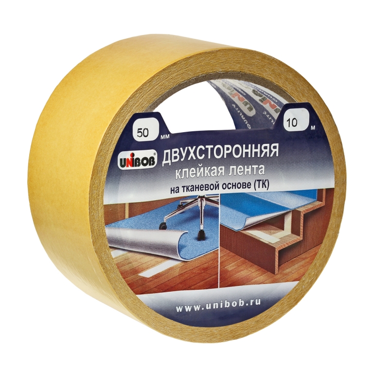 Скотч двусторонний тканевый 25 мм х 25 м (72) "unibob"