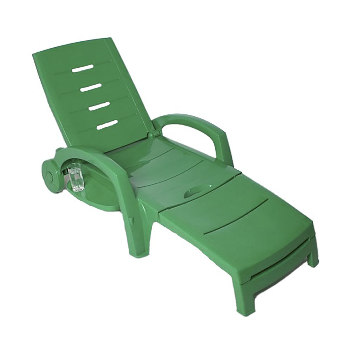Шезлонг пласт. складной на колесах 186*76,5*89 см (зеленый) (1) "стандарт пластик"