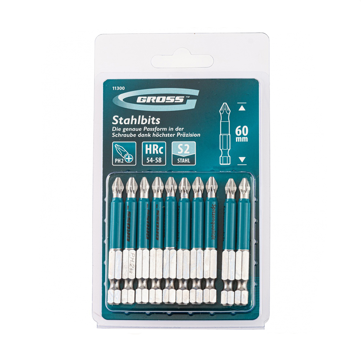 Биты ph №2 60 мм (набор 10 шт.) (1/60) "gross"