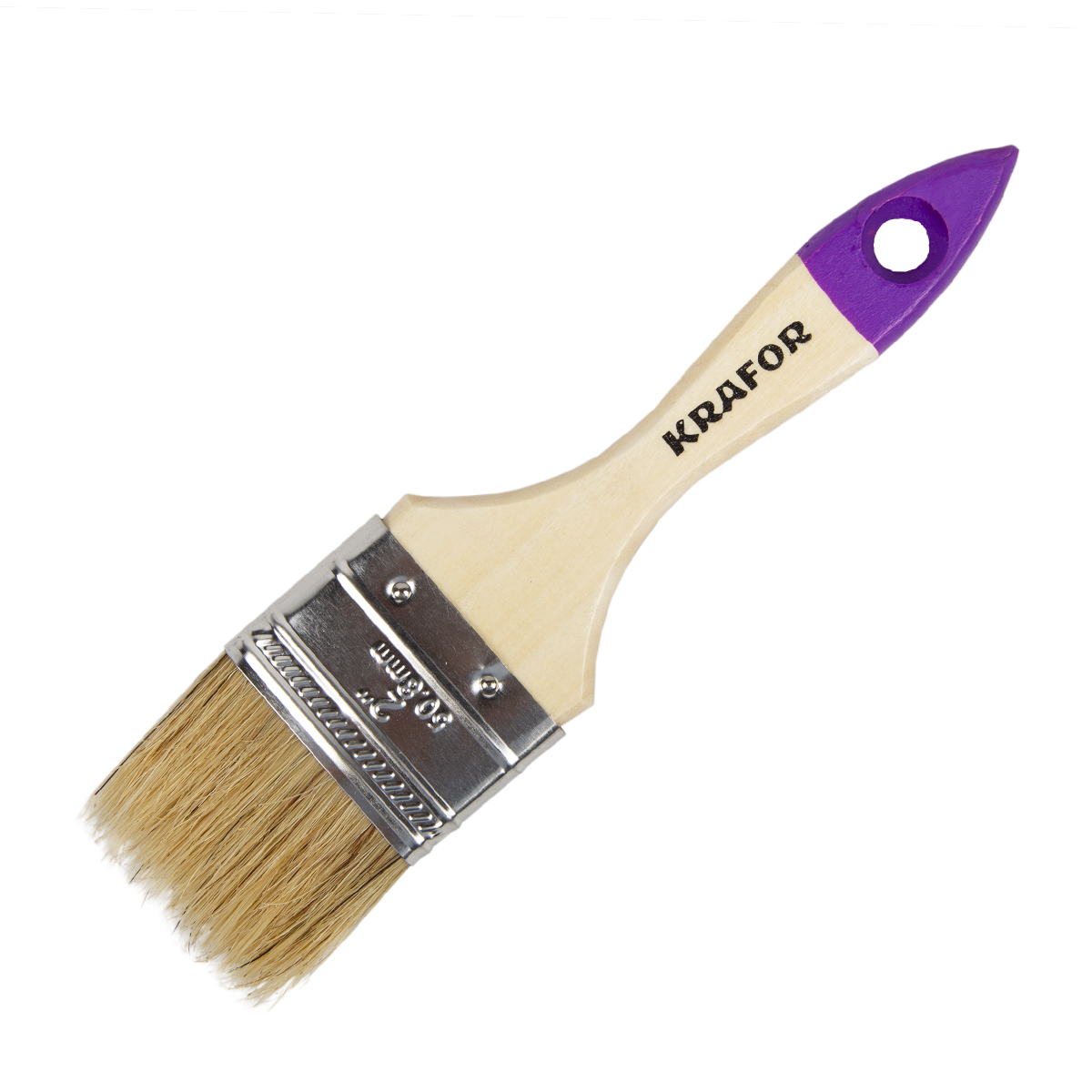 Кисть плоская  №2 /50 мм  (12/720) натур.щетина, дерев.ручка "krafor" 002-0020