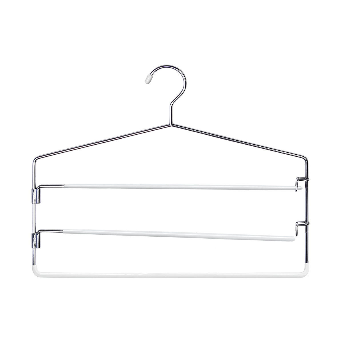 Вешалка для брюк 3-х уровневая, с 2 разъемными нескольз. перекл., белая (1/20) "valiant" wh-8183015