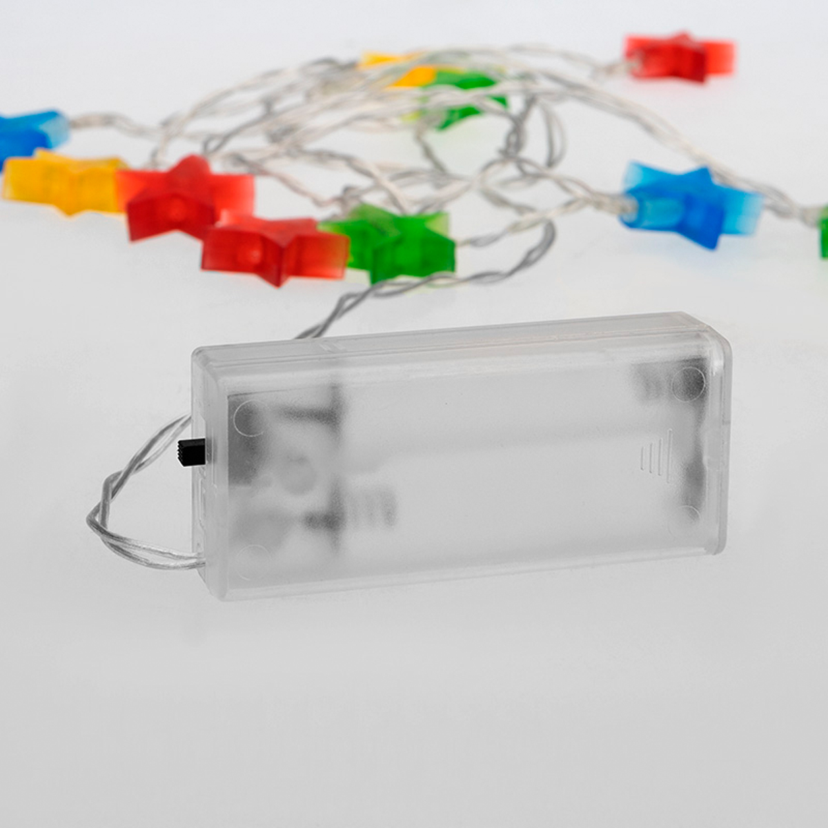 Электрогирлянда "звездочки" 1,5 м, 10 разноцв. ламп, шнур прозр. (1/48) "neon-night" 303-090