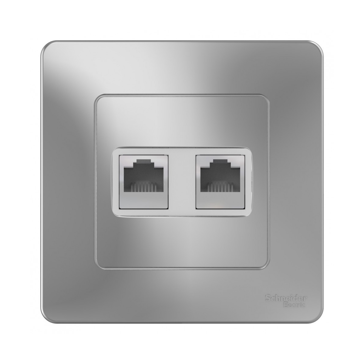 Розетка компьютерная "blanca" 2-х местн. rj45, алюминий (1/10/20) "schneider"