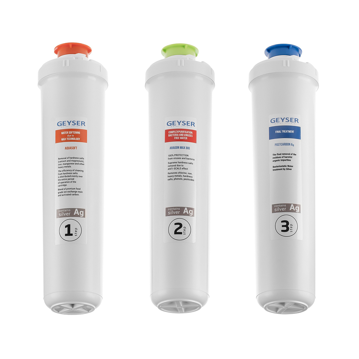 Фильтр для воды (комплект сменных картриджей для смарт макс био) (1/3) "гейзер"