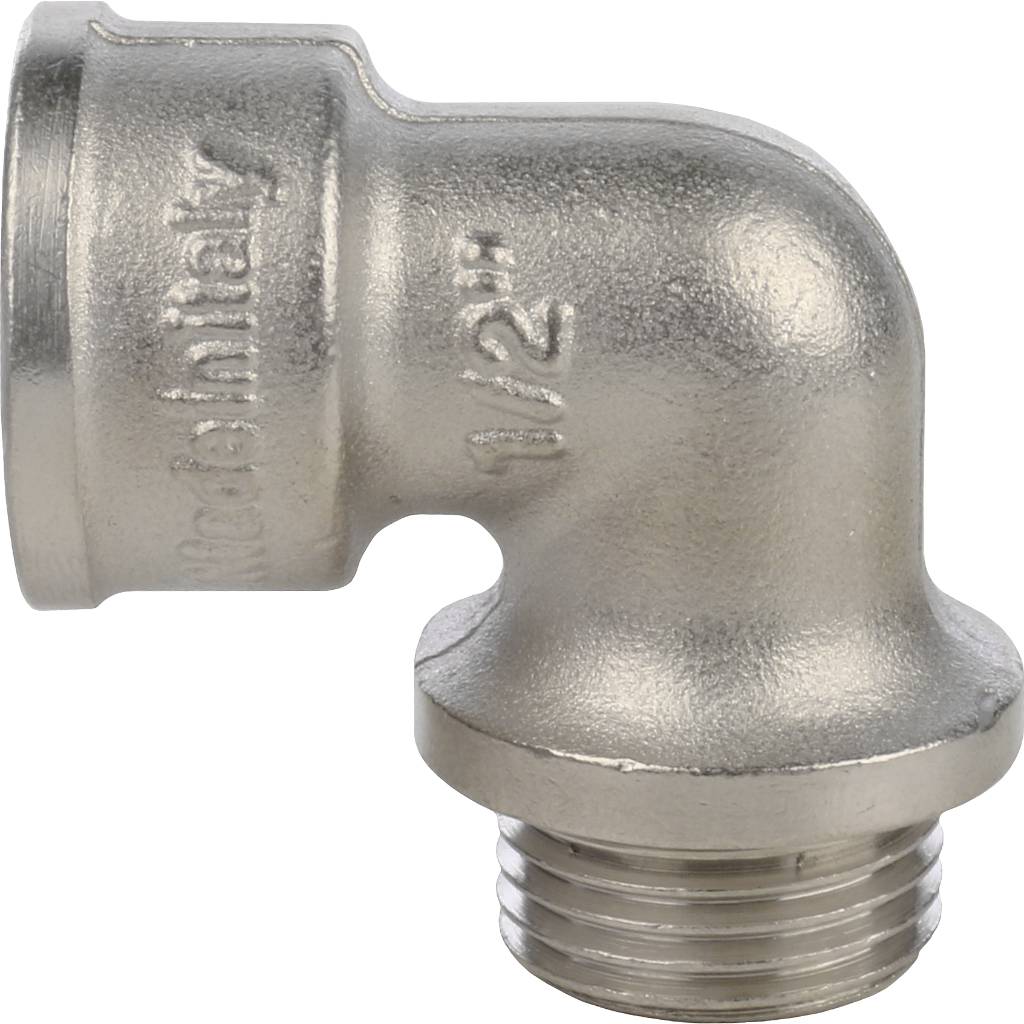 Угол резьбовой ВН с упором 1/2" никель STOUT