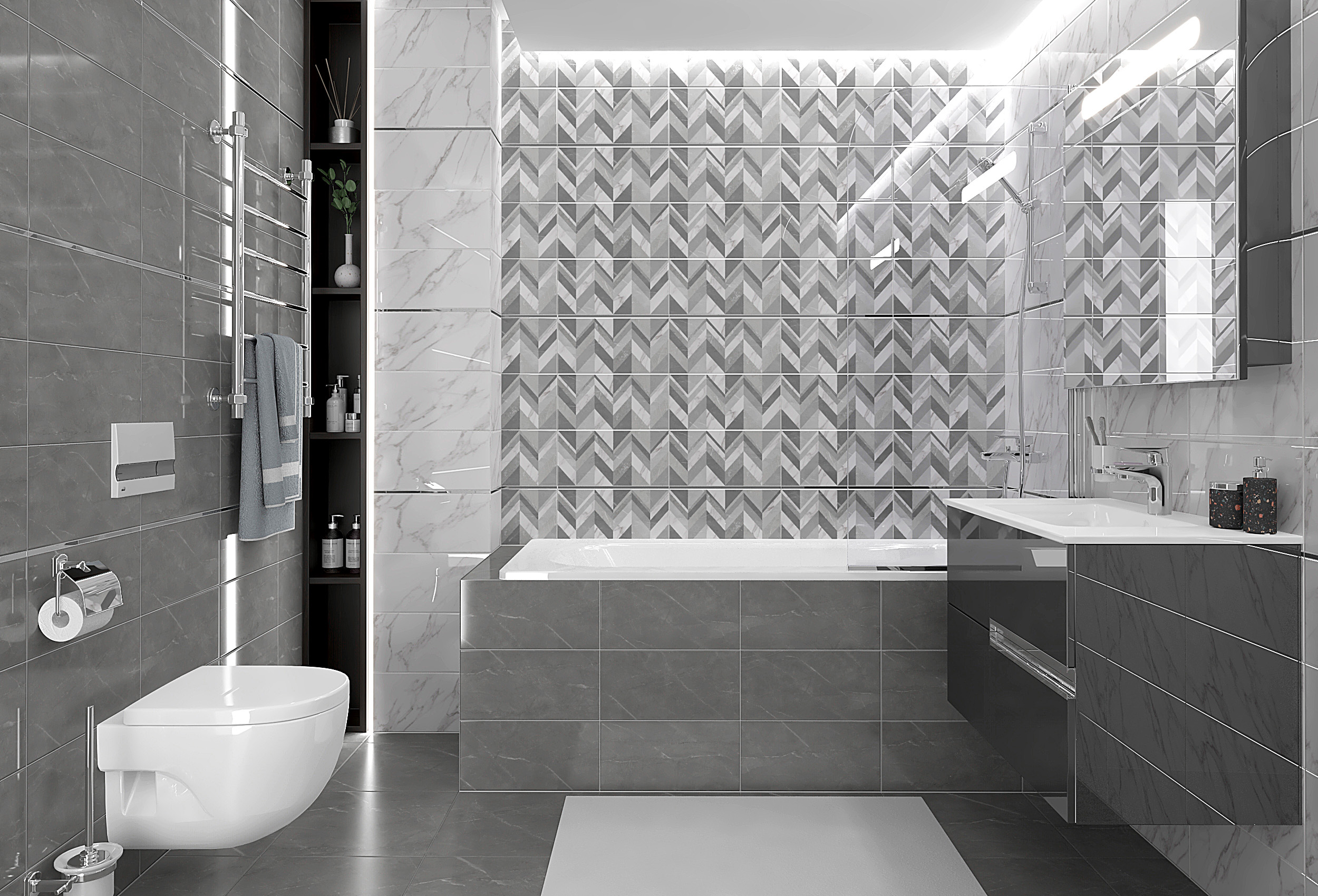 Venus плитка настенная серый узор 08-00-06- 20x40