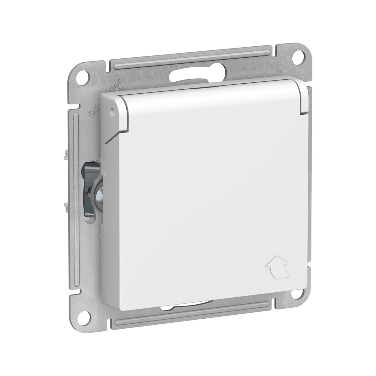 Розетка "atlasdesign" 1 местн. с заземл, с штор, с крыш (механизм) 16а, белый (1/15/120) "schneider"