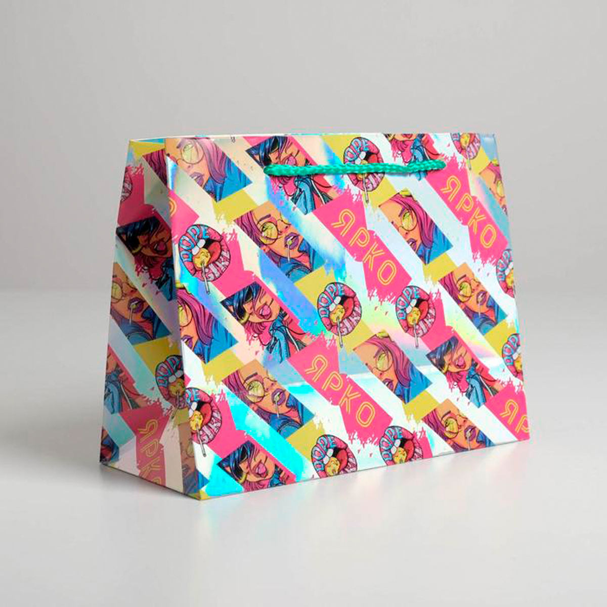 Пакет подарочный голографический "shine like a star" 23*18*10 см (1/6/540) "дарите счастье" 5307561