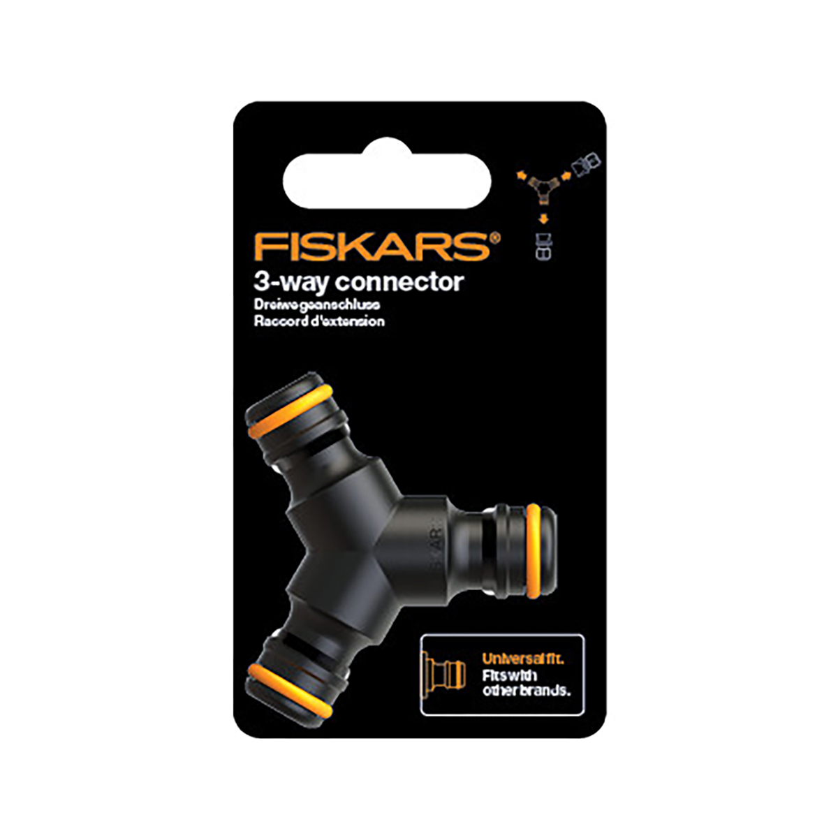 Тройник для соединения шлангов 1/2" - 3/4" - 3/8" (1/12) "fiskars" 1027070
