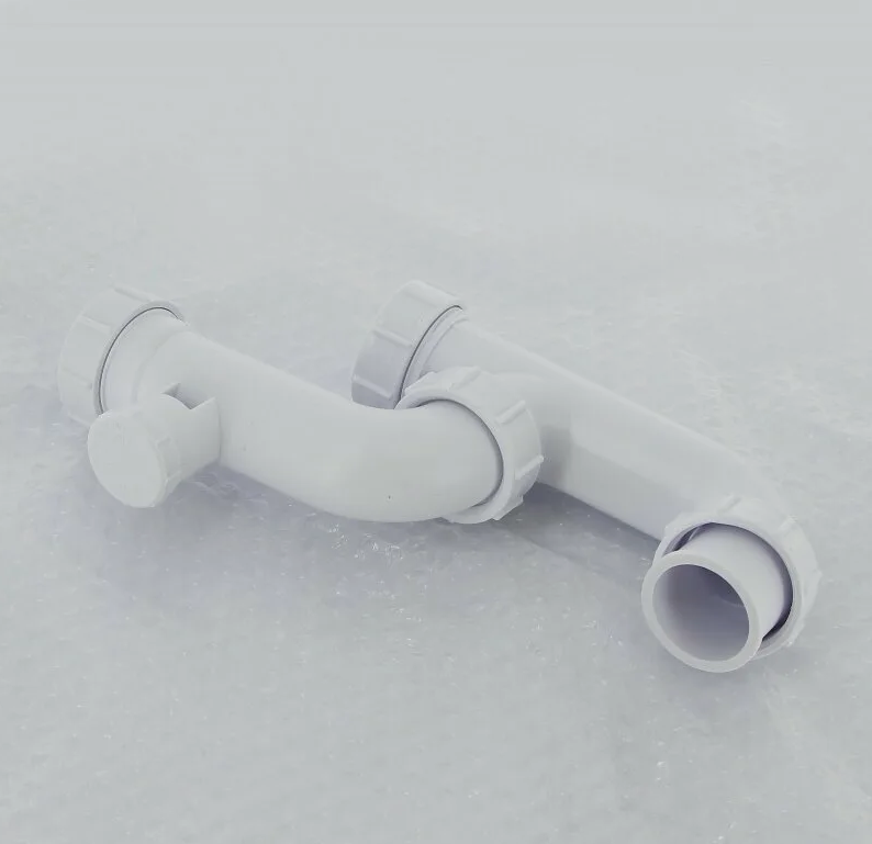 Сифон McAlpine трубный Р-образный 1 1/2" х 40 мм без вып. с ревизией и вент. клапаном, H=75 мм, выхо