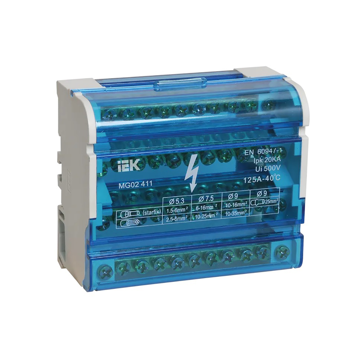 Шины на din-рейку в корпусе (кросс-модуль) шнк 4х11 3l+pen (1/50) "iek"