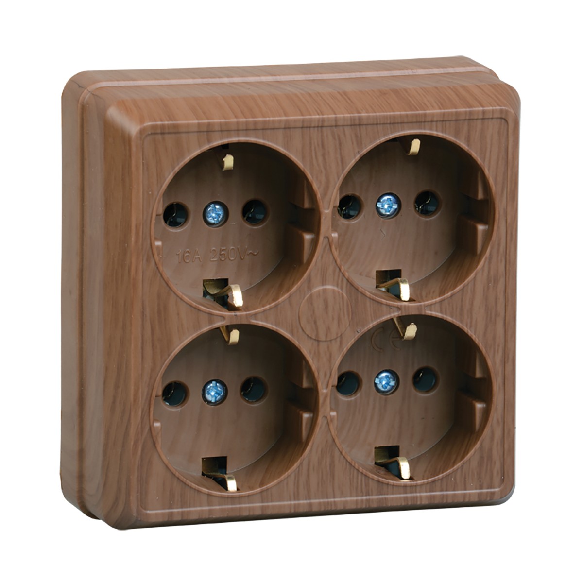 Розетка открыт. уст. "октава" 4-х местн. с заземл. рс24-3-од, 16а, дуб (1/16/192) "iek"