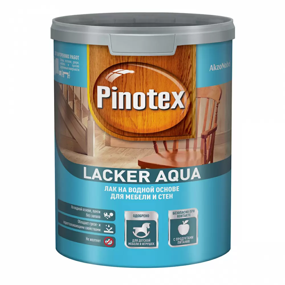 PINOTEX LACKER AQUA 70 лак на водной основе для мебели и стен, для внутр. работ, глянцевый (1л)