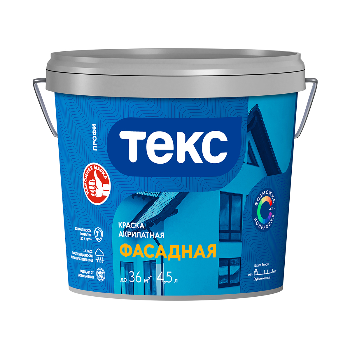 Краска акрилатн. "профи" фасадная база a   4,5 л (1) текс