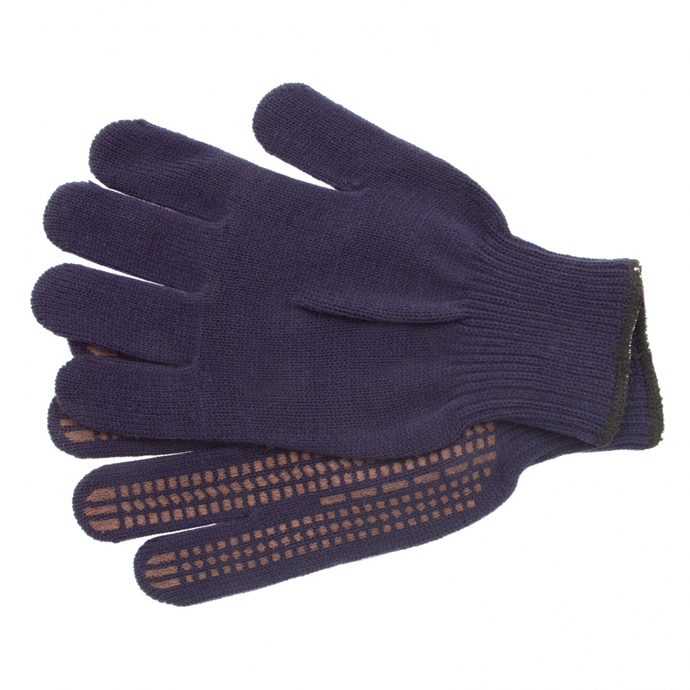Перчатки трикотажные, акрил, ПВХ гель, "Протектор", синий, оверлок Сибртех (68665)