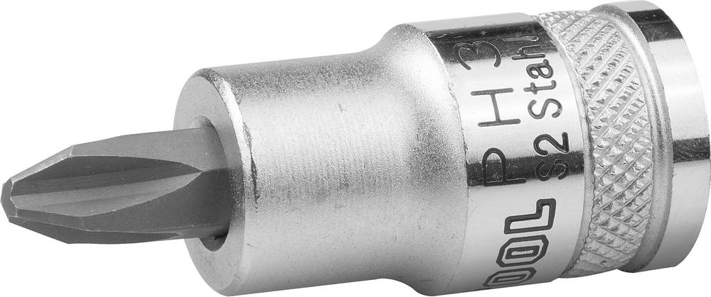 Торцовая бита-головка KRAFTOOL ″INDUSTRIE QUALITAT″, материал S2, PHILLIPS, сатинированная, 1/2″, PH3