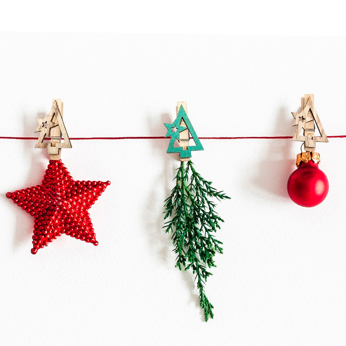 Прищепки декор. "новогодняя ель" 14,5*4,5 cм дерев. (набор 6 шт.) (1/300) "neon-night" 504-031