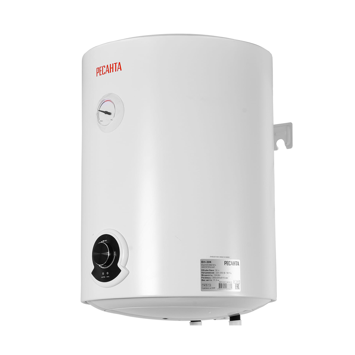 Водонагреватель накопительный вн-30к 30 л, 1,5 квт (круглый) (1) "ресанта"