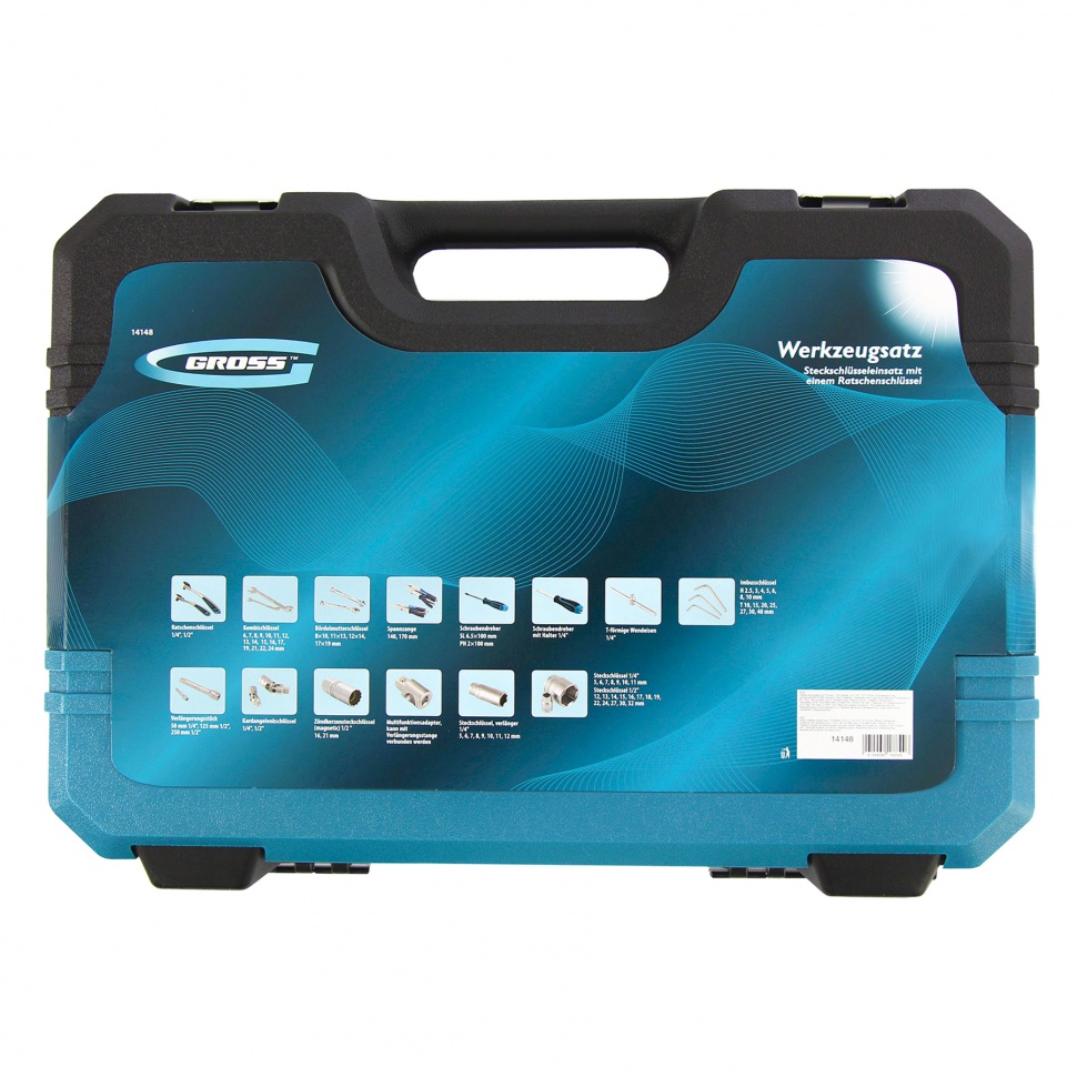 Набор инструментов 78 предметов , 120 зубьев, CrV, 1/4", 1/2" Gross (14148)