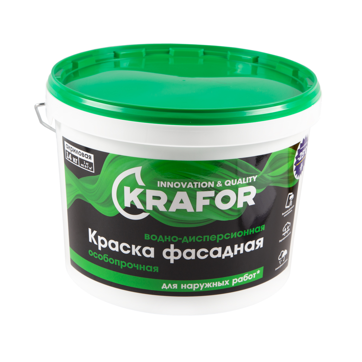 Краска в/д фасадная особопрочная 14 кг (1) "krafor" (зелен.)