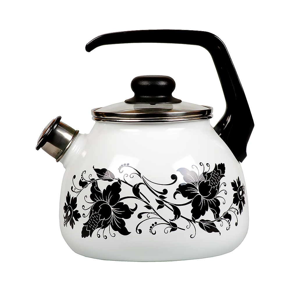 Чайник эмалиров. со свистком "tango" белосн.  3 л (1/4) "стальэмаль"  1rc12