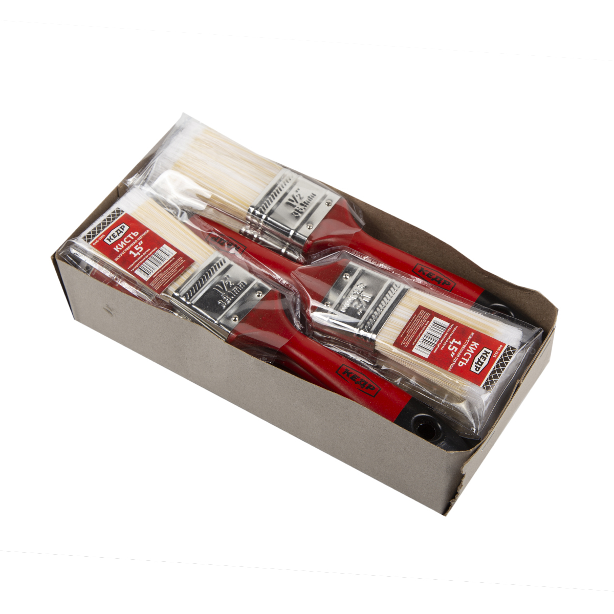 Кисть плоская искуств.щетина  №1,5/38 мм  (12/480) пласт.ручка "кедр"  046-1515