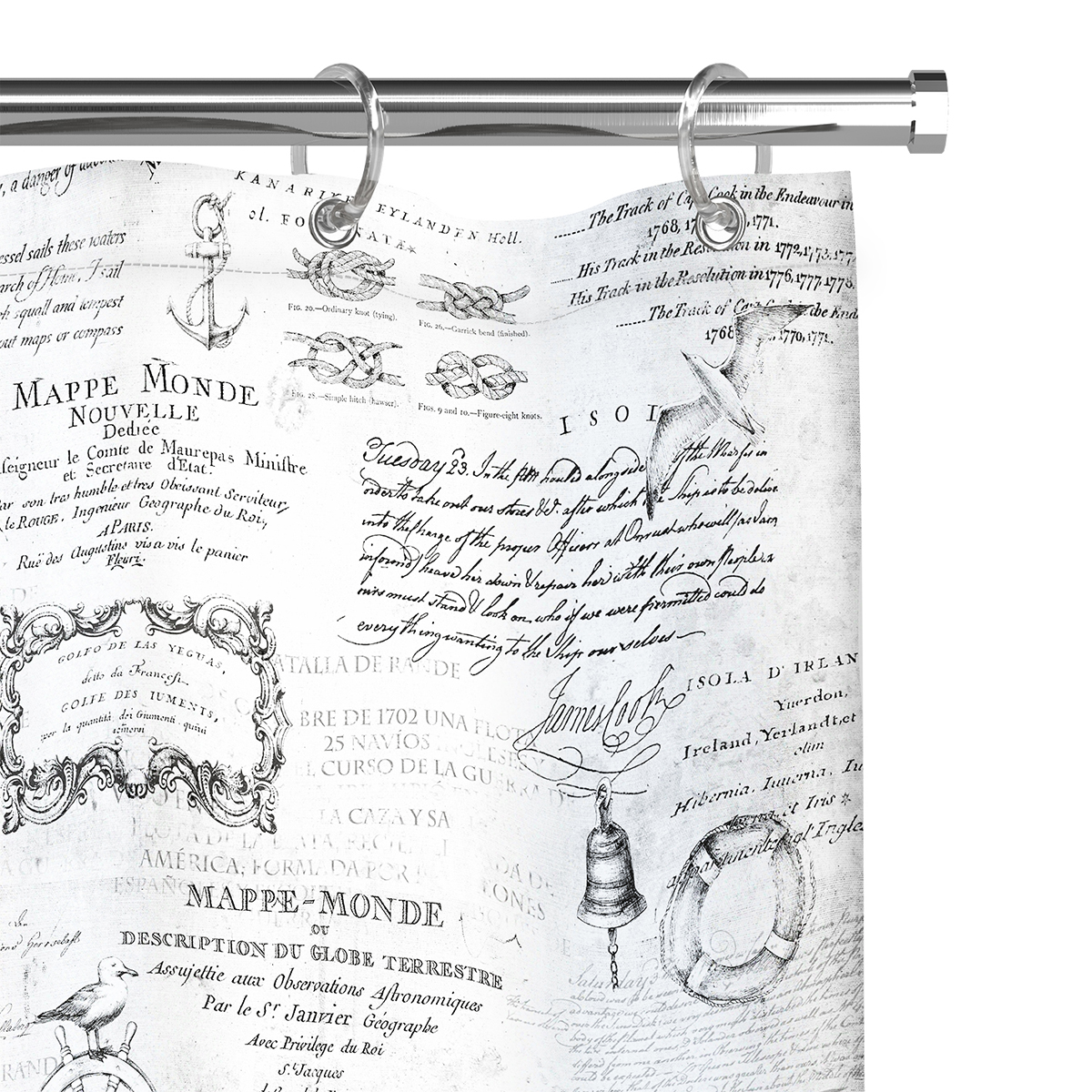 Штора для ванной 180*180 см (полиэстер) "expedition  vintage" (1/24) "valiant" exp-v-1818