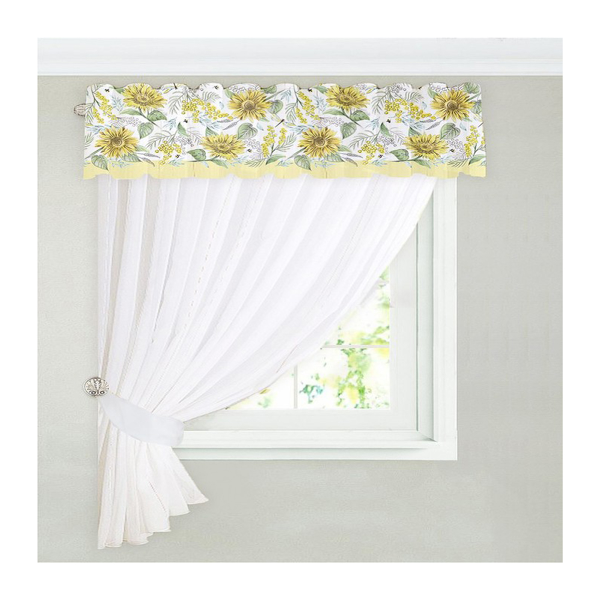 Тюль с подхватом и ламбрекеном "солнечные цветы" 250*200 см, вуаль (1) "этель" 4665410
