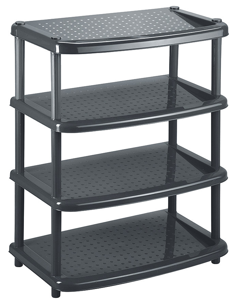 Этажерка для обуви "паола" 4 полки 490*310*780 мм (черный) (1/3) "бытпласт"