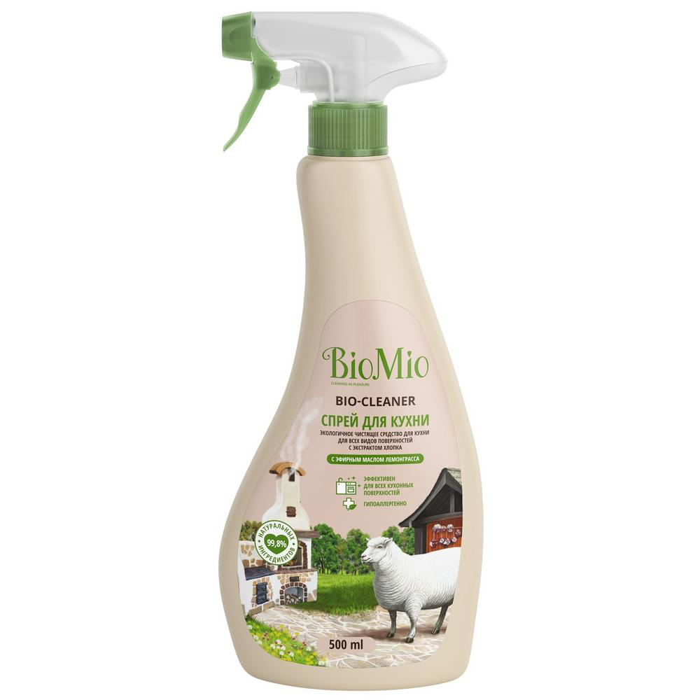 Средство чистящее для кухни "bio-kitchen cleaner" спрей (лемонграсс) 500 мл (1/10) biomio