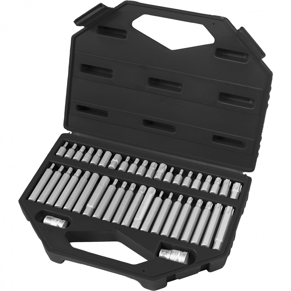 Набор бит HEX, Torx , SPLine, хвостовик-шестигранник 1/2, CrV, 42 шт. Stels (11318)