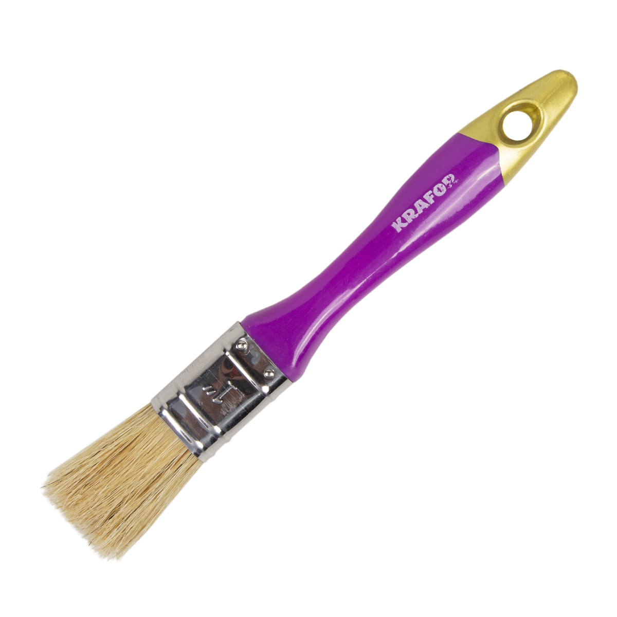 Кисть плоская "профи" №1 /25 мм  (12/480) натур. щетина, пласт.ручка "krafor" 005-0010
