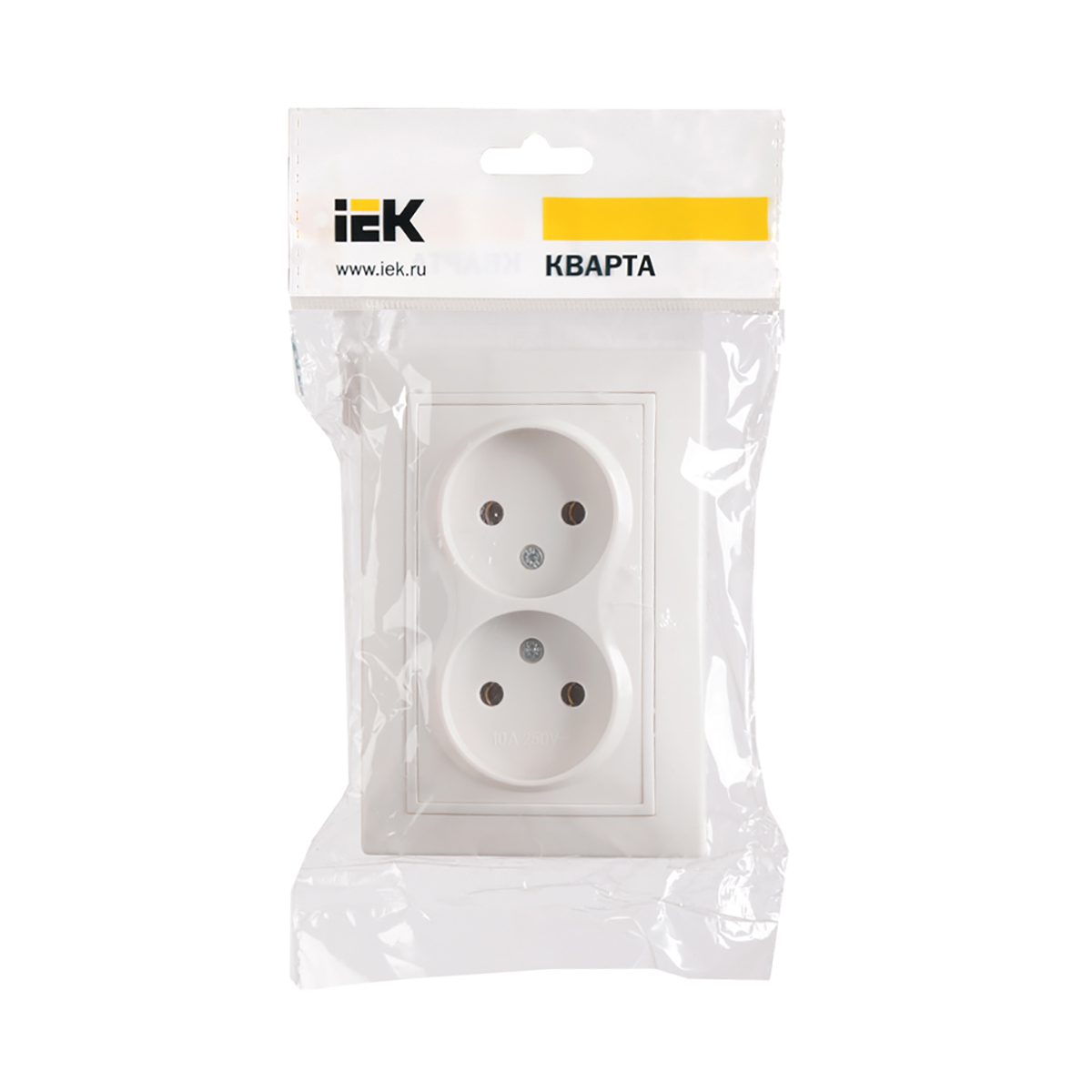 Розетка "кварта" 2-х местн. рс12-2-кб, 10а, белый (1/9/180) "iek"