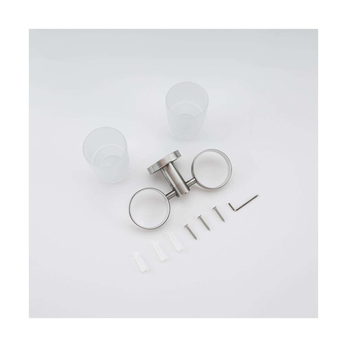 Стаканы для ванной комнаты 2 шт. с держателем f30108 (нерж.сталь), сатин (1/20) "frap"