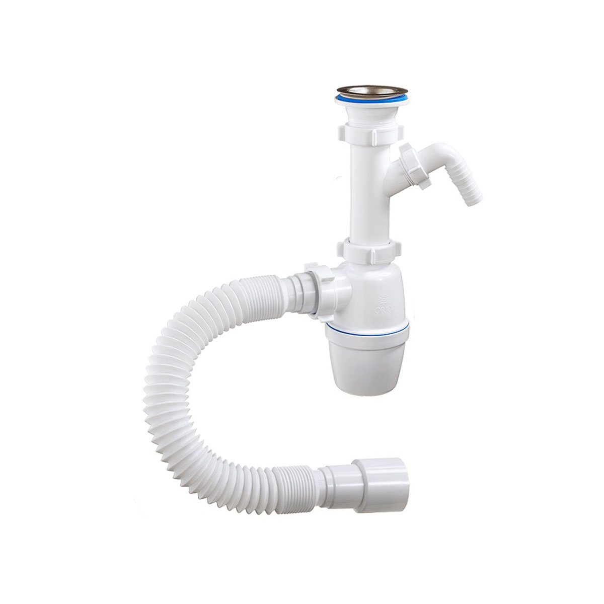 Сифон 1 1/2" х 40 мм с отводом и гофротрубой (1/30) "orio" а-40059