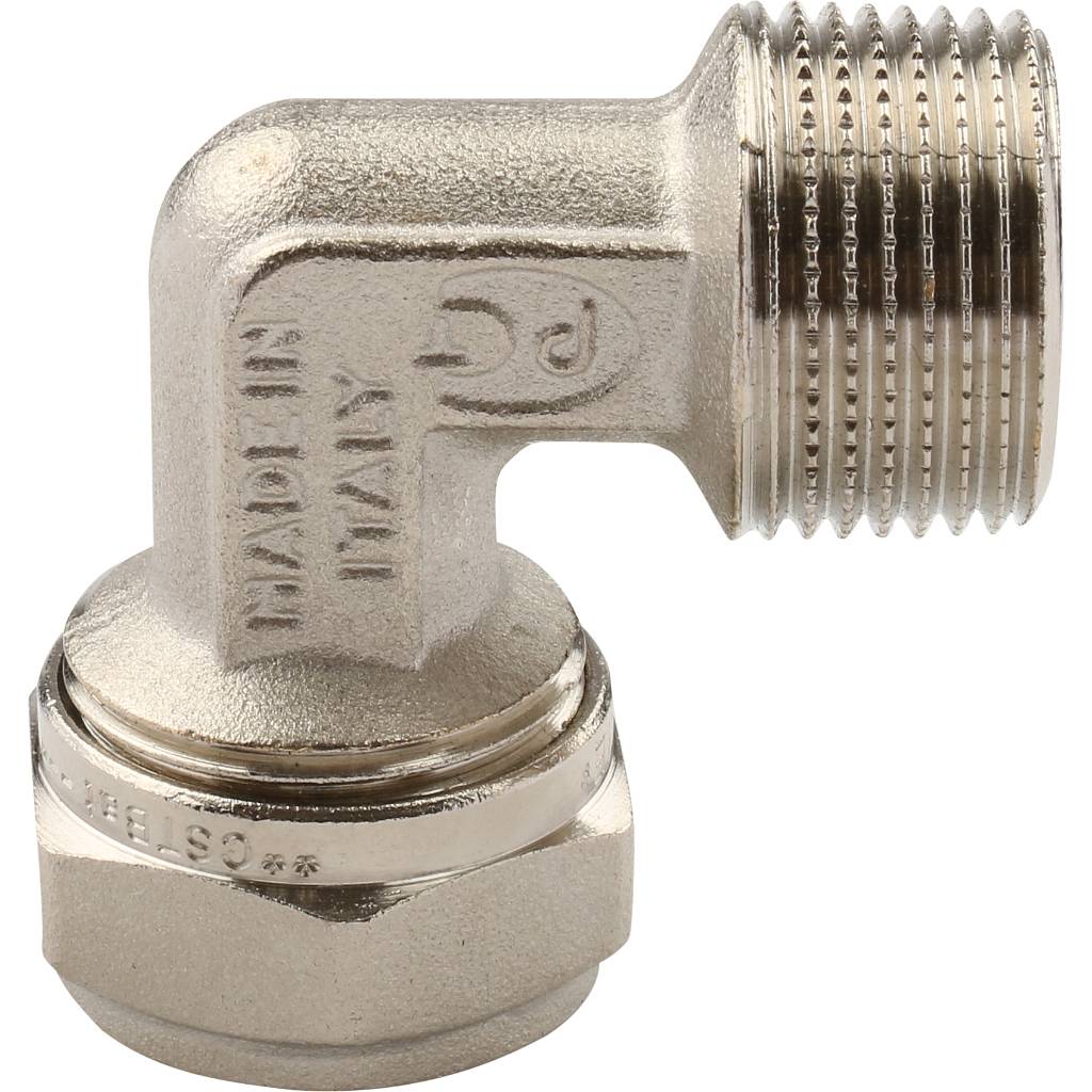 Угол переходной 20 х 3/4'' НР обжимной TIEMME для металлопластиковых труб