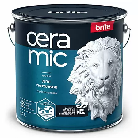 BRITE CERAMIC краска для потолков, глубокоматовая (2,7л)