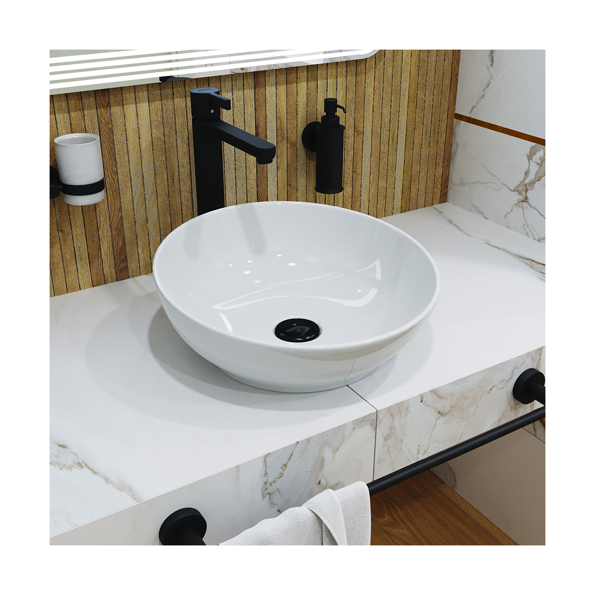 Раковина накладная "art cut" уп белая "sanita luxe" wb.ct/art/40-n.cut/wht.g/s1