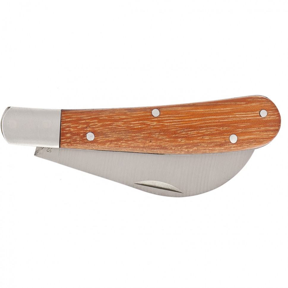 Нож садовый складной, изогнутое лезвие, 170 мм, деревянная рукоятка, Palisad (79001)