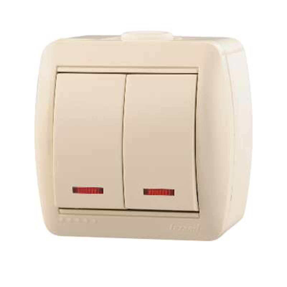Выключатель открыт. уст. "nata" 2-х кл. с индикатором, кремовый (1/10/120) "lezard" 710-0300-112