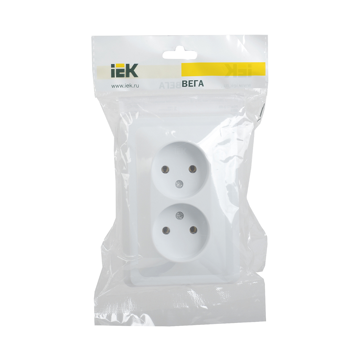 Розетка "вега" 2-х местн. рс12-2-вб, 10а, белый (1/25/100) "iek"