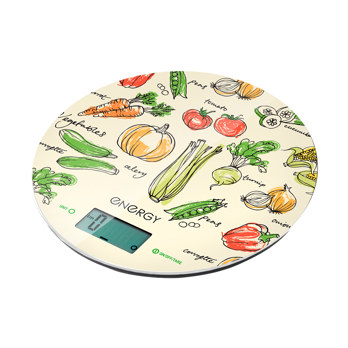 Весы кухонные электронные "energy" en-403 стекло (овощи) круглые (1/12)