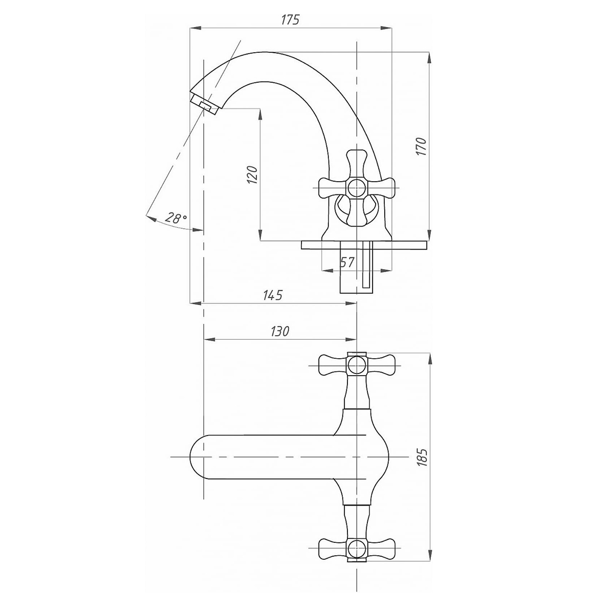Смеситель для умывальника псм-712-75 (1/10) "профсан"