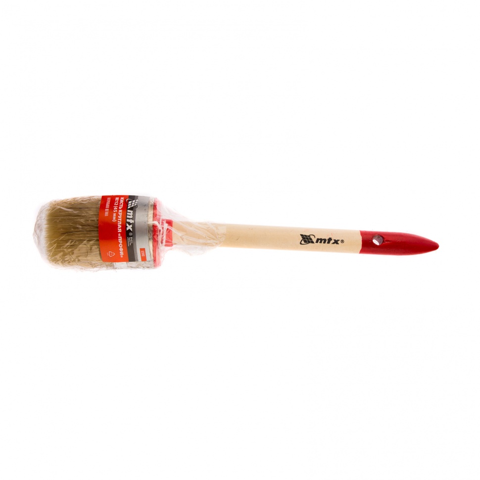 Кисть круглая, Профи №12 (45 мм), натуральная щетина, деревянная ручка MTX (82048)