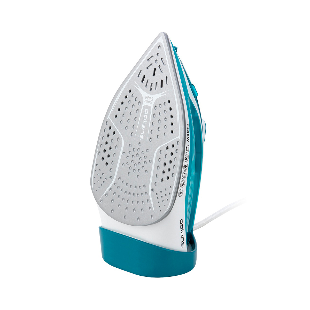 Утюг pir 2487ak 3m 2400 вт подошва керамич. (белый/бирюзовый) (1/8) "polaris"