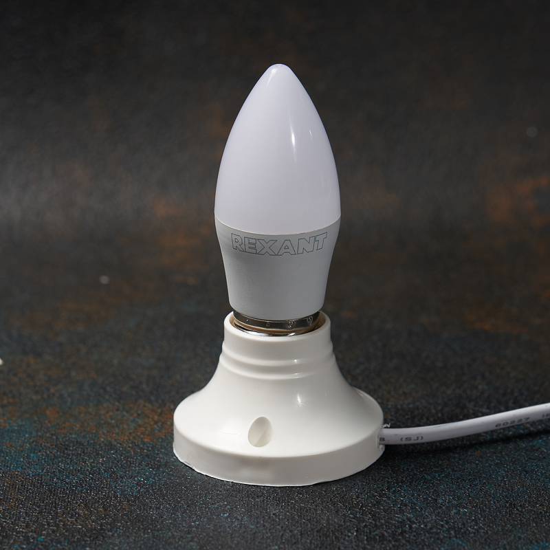 Лампа светодиодная "rexant" свеча (cn)  9,5w 4000 k 903 лм  e27, нейтрал. свет (10/100) 604-026