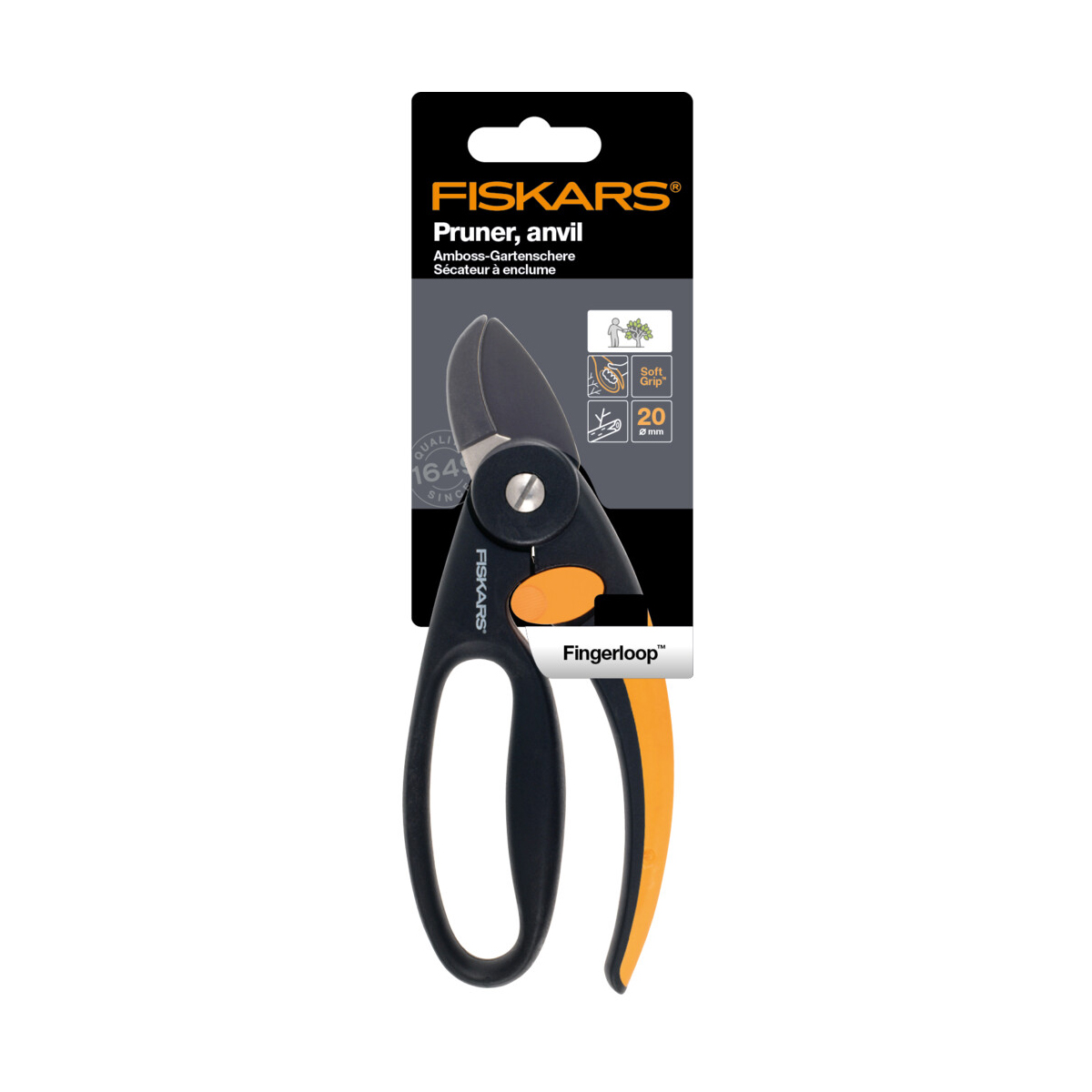 Секатор контактный с петлей для пальцев p43 (1/4) "fiskars" 1001535