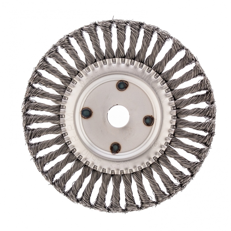 Щетка для УШМ, 200 мм, посадка 22.2 мм, плоская, крученая проволока 0.5 мм Сибртех (746387)